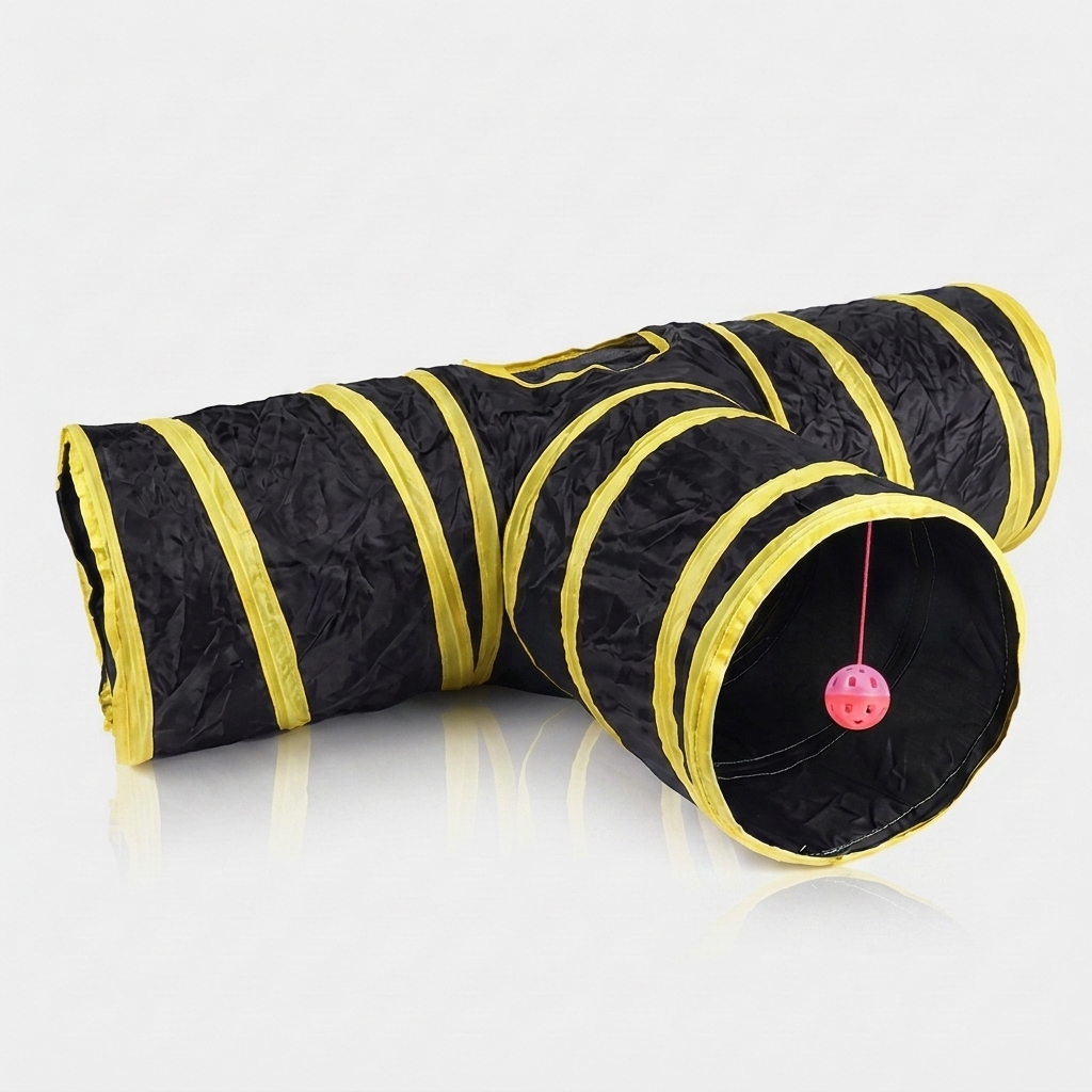 Foldable Cat Play Tunnel - Yellow T tunnel