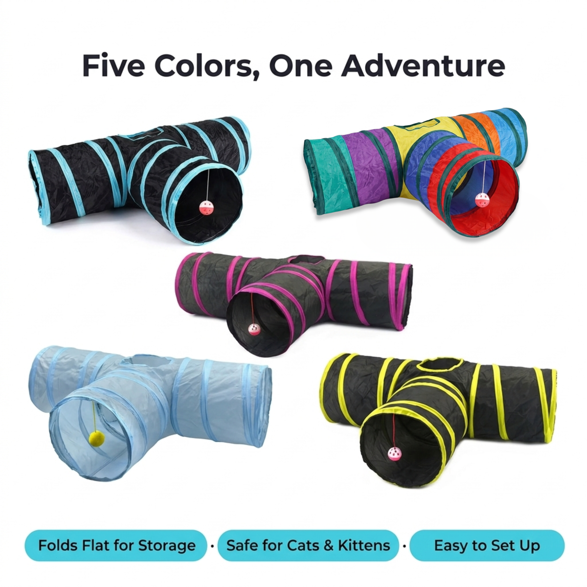 Cat tunnel - five vibrant colors one adventure
