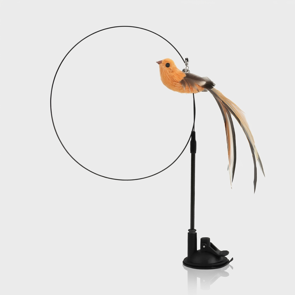 Interactive Bird Cat Toy on suction base spring stand