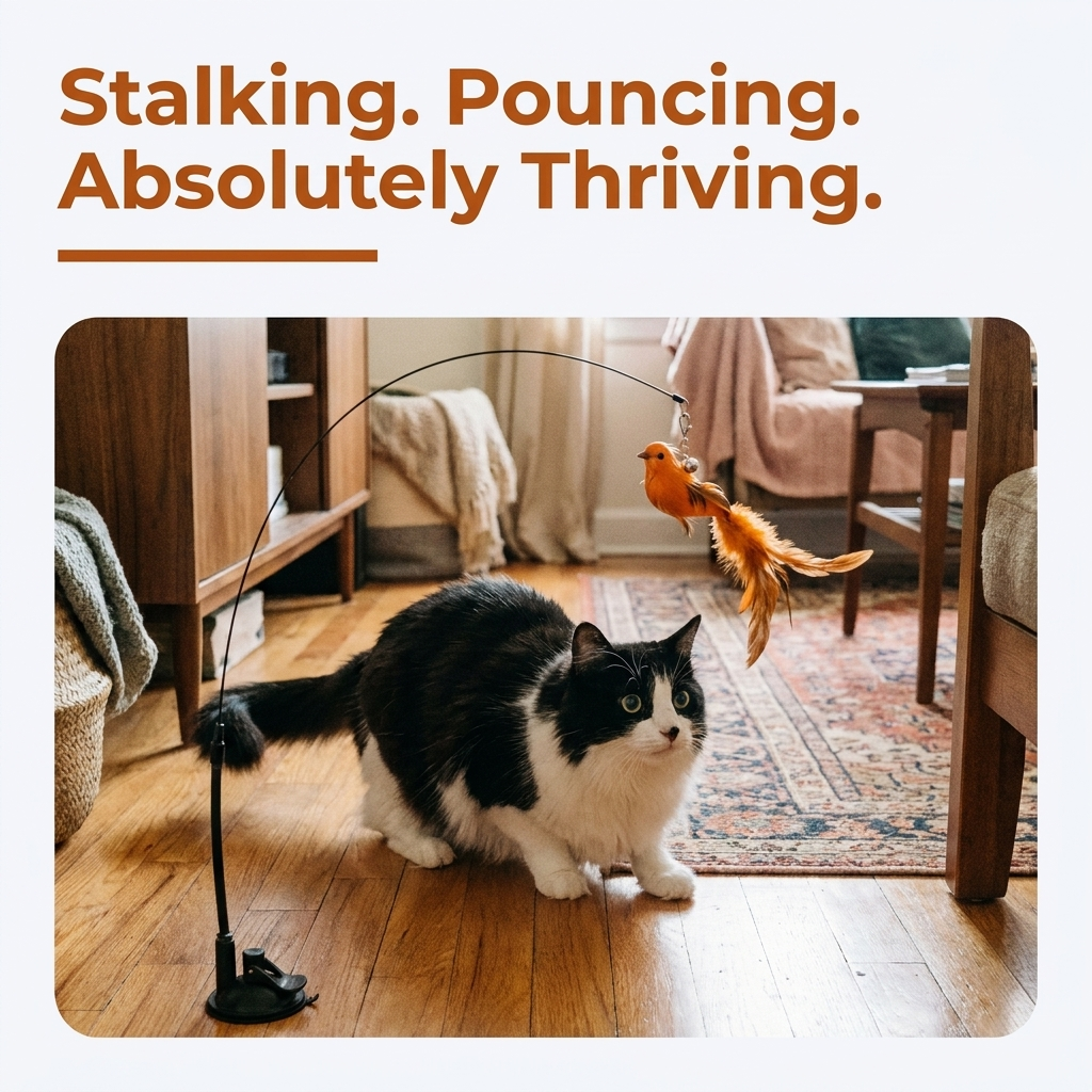 Interactive Bird Cat Toy - stalking pouncing absolutely thriving