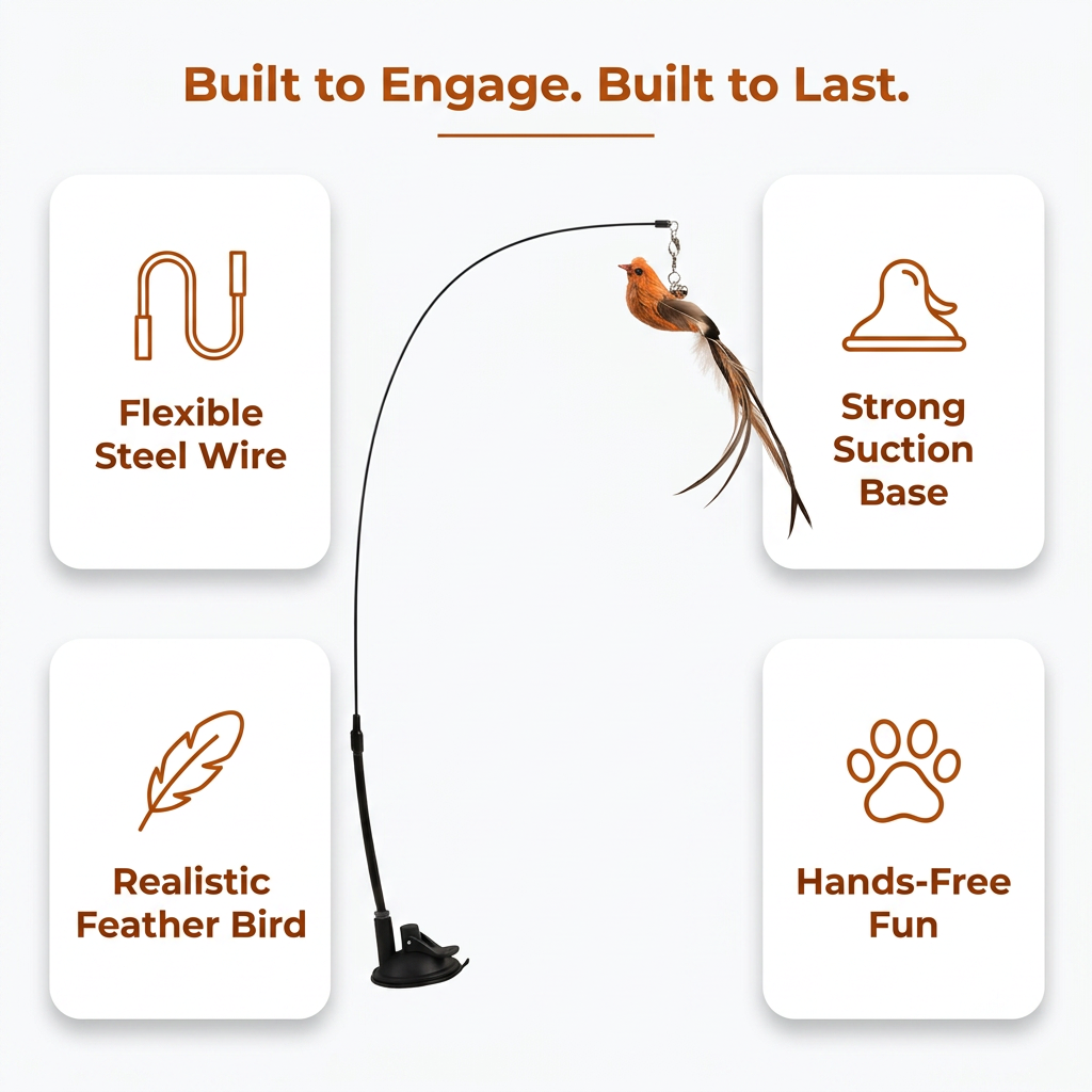 Interactive Bird Cat Toy - built to engage built to last features