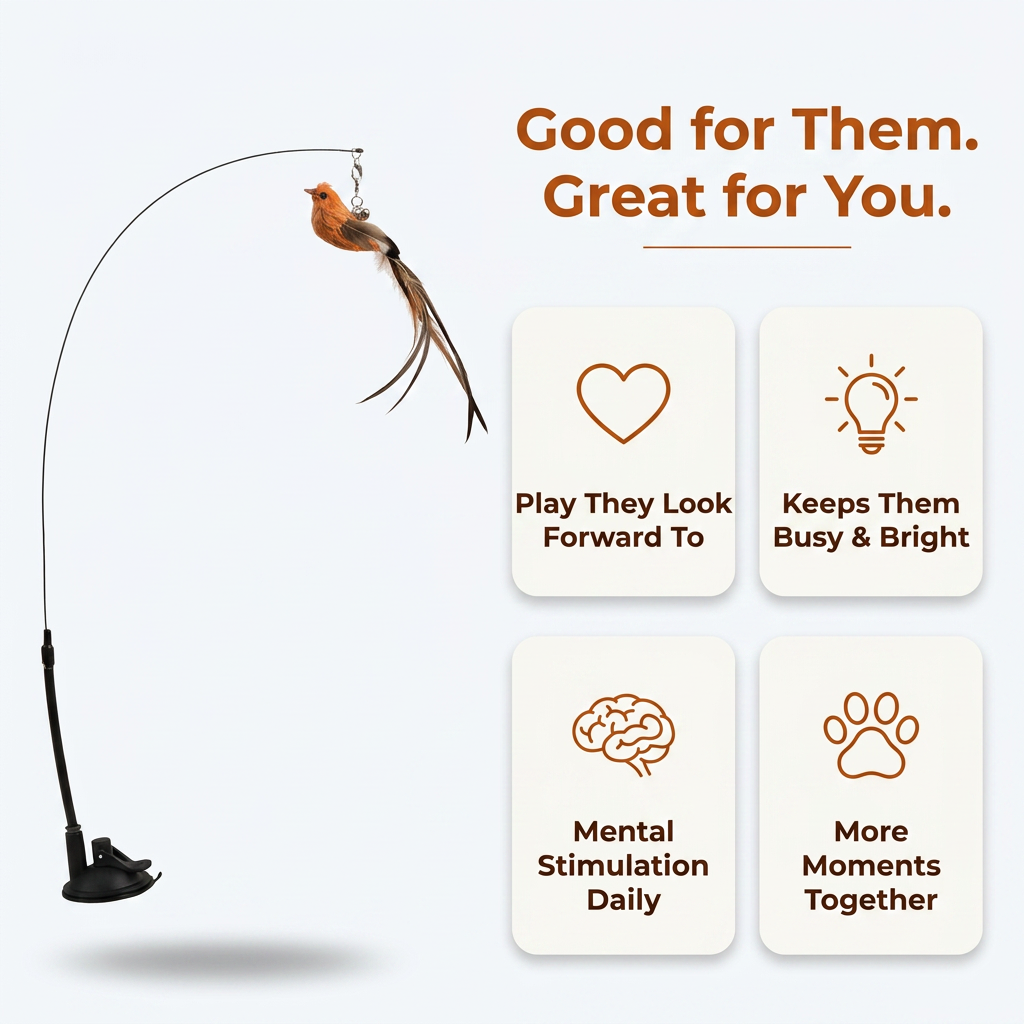 Interactive Bird Cat Toy - good for them great for you benefits