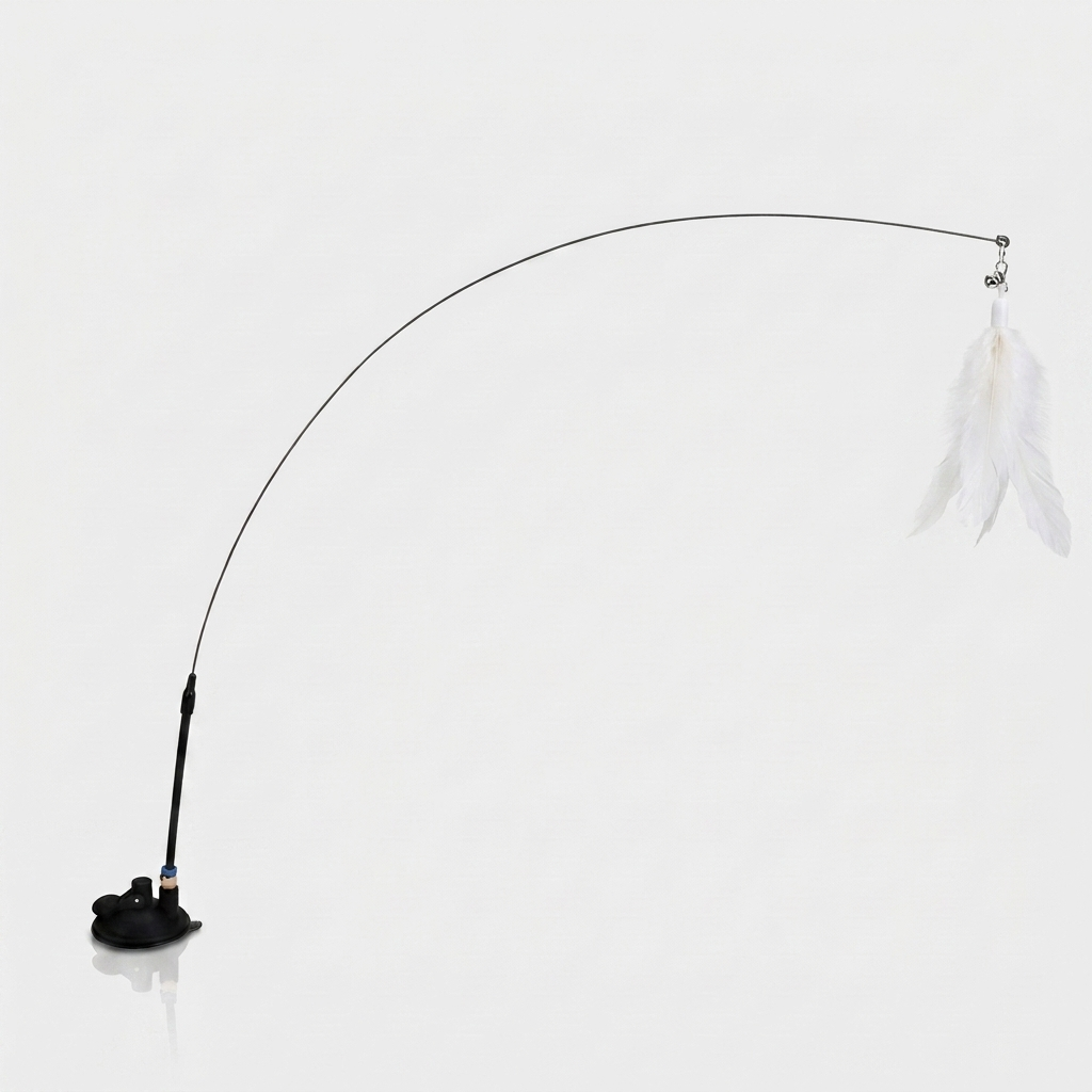 Suction Cup Feather Cat Wand - White