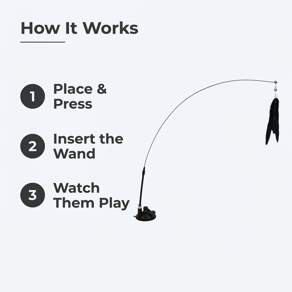 Feather cat wand - how it works setup steps