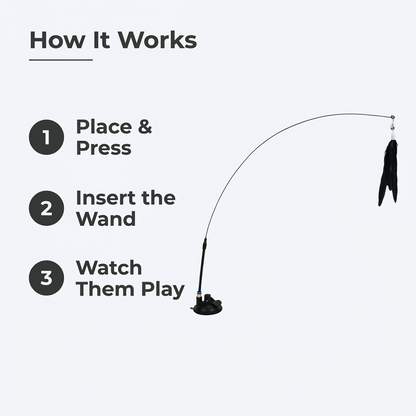 Feather cat wand - how it works setup steps