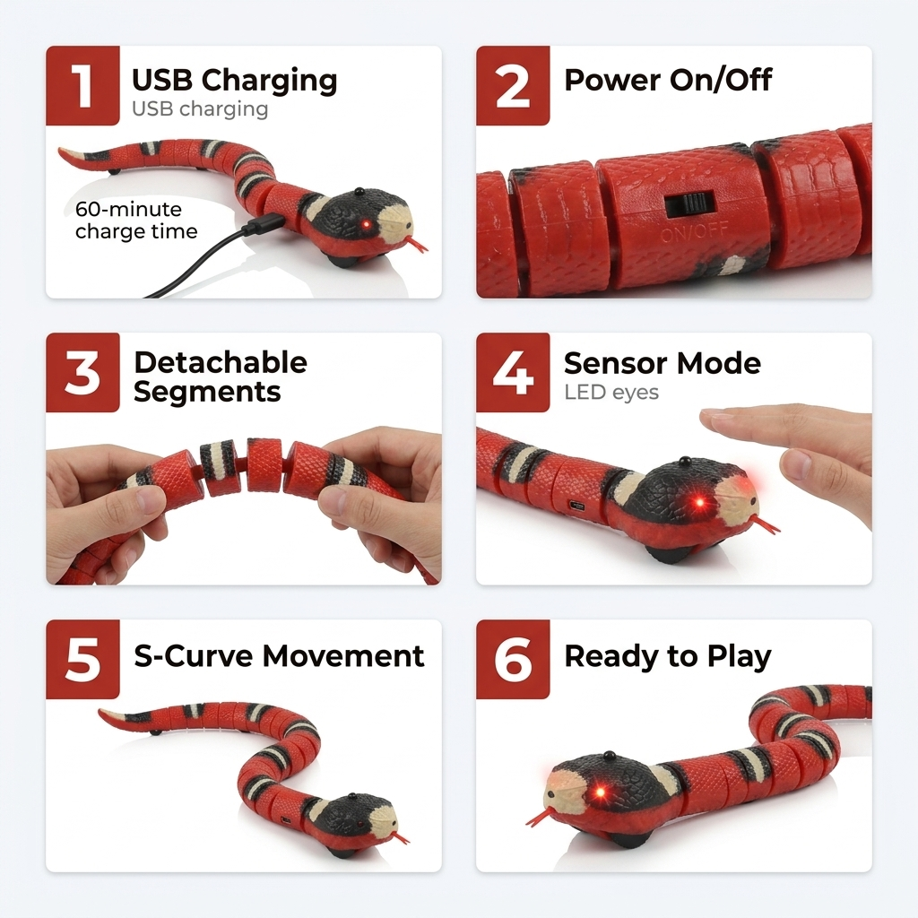 USB charging power on sensor mode detachable segments steps infographic