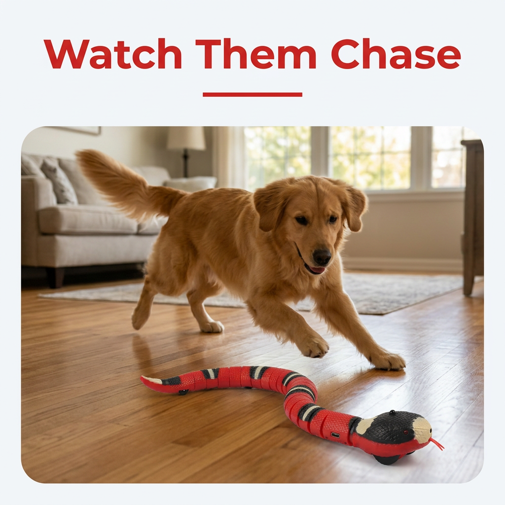 Watch them chase the interactive snake toy