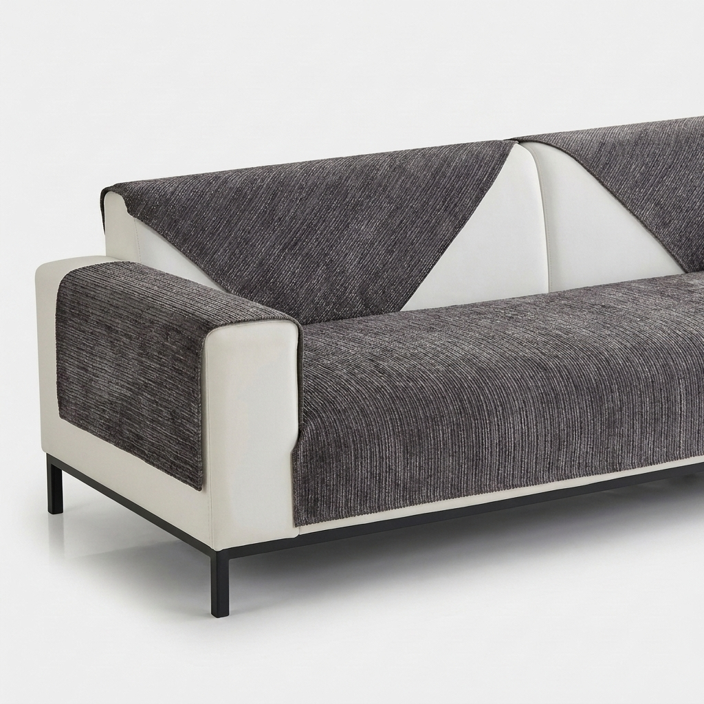 Sofa Cover for Pets in Dark Grey draped over a sofa